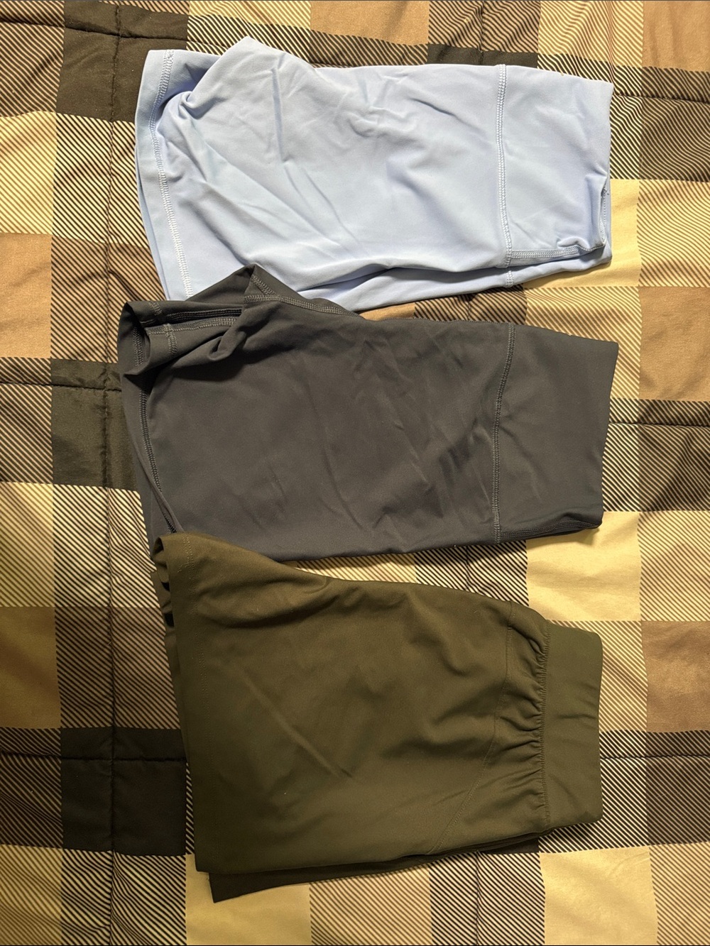 Old Navy Women's Athletic Shorts Trio - Light Blue, Charcoal, Olive